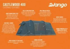 Vango Castlewood 400 (Poled) Tent 2023 (Incl. Footprint) -Vango castlewood 400 dimensions image 1
