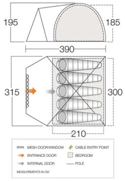 Vango Cragmor 500 (Poled) Tent 2023 -Vango cragmor 500 dimensions image