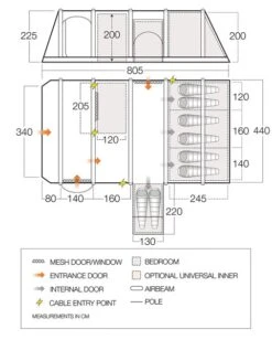 Vango Tahiti Air 850XL Airbeam Tent 2023 -Vango tahiti 2023 dimensions image